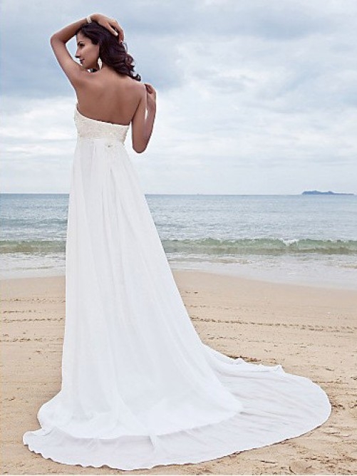 Strapless Sweetheart Chiffon Destination Wedding Dress - Image 2