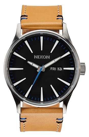 'The Sentry' Leather Strap Watch, 42mm by Nixon