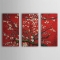 Floral Plum Bloom Oil Painting - Set of 3 - Free Shipping - Flower Paintings