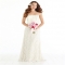 Full-length strapless lace wedding dress