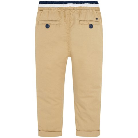 Beige with Navy and White Elasticated Waist Trousers - Image 3
