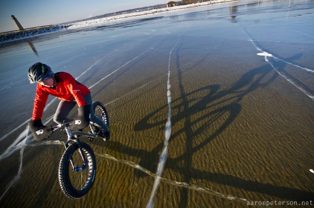 Biking on a Frozen Lake Michigan