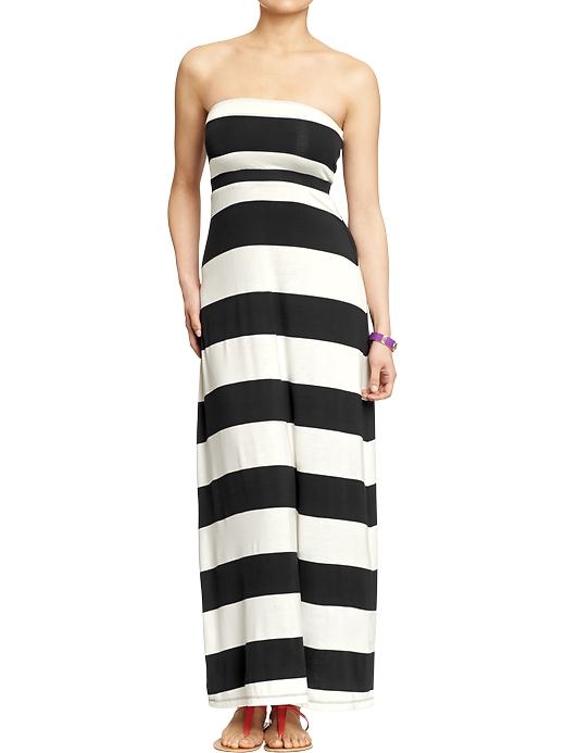 Black & White Striped Women's Convertible Maxi-Tube Dress - FaveThing.com