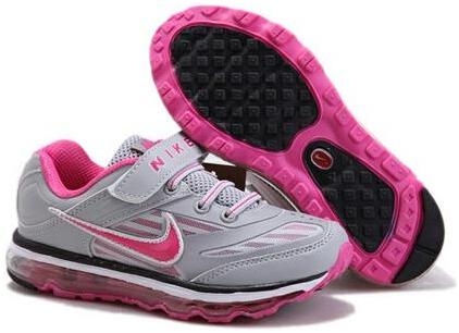Kids Nike Air Max Strap Grey Pink Black Shoes - FaveThing.com