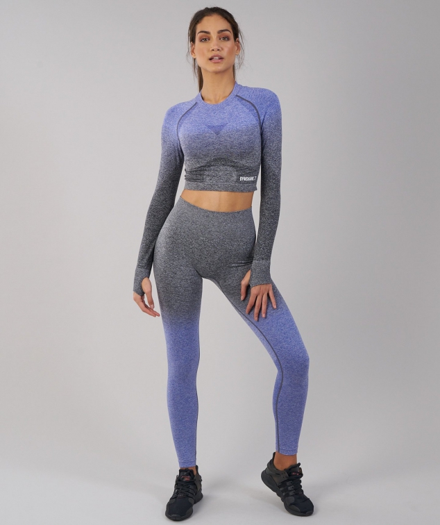 Seamless Ombre Top-stitching Sports Leggings