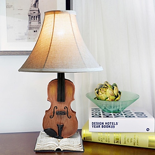 Violin Resin Table Lamp Fabric Shade (220-240V) - FaveThing.com